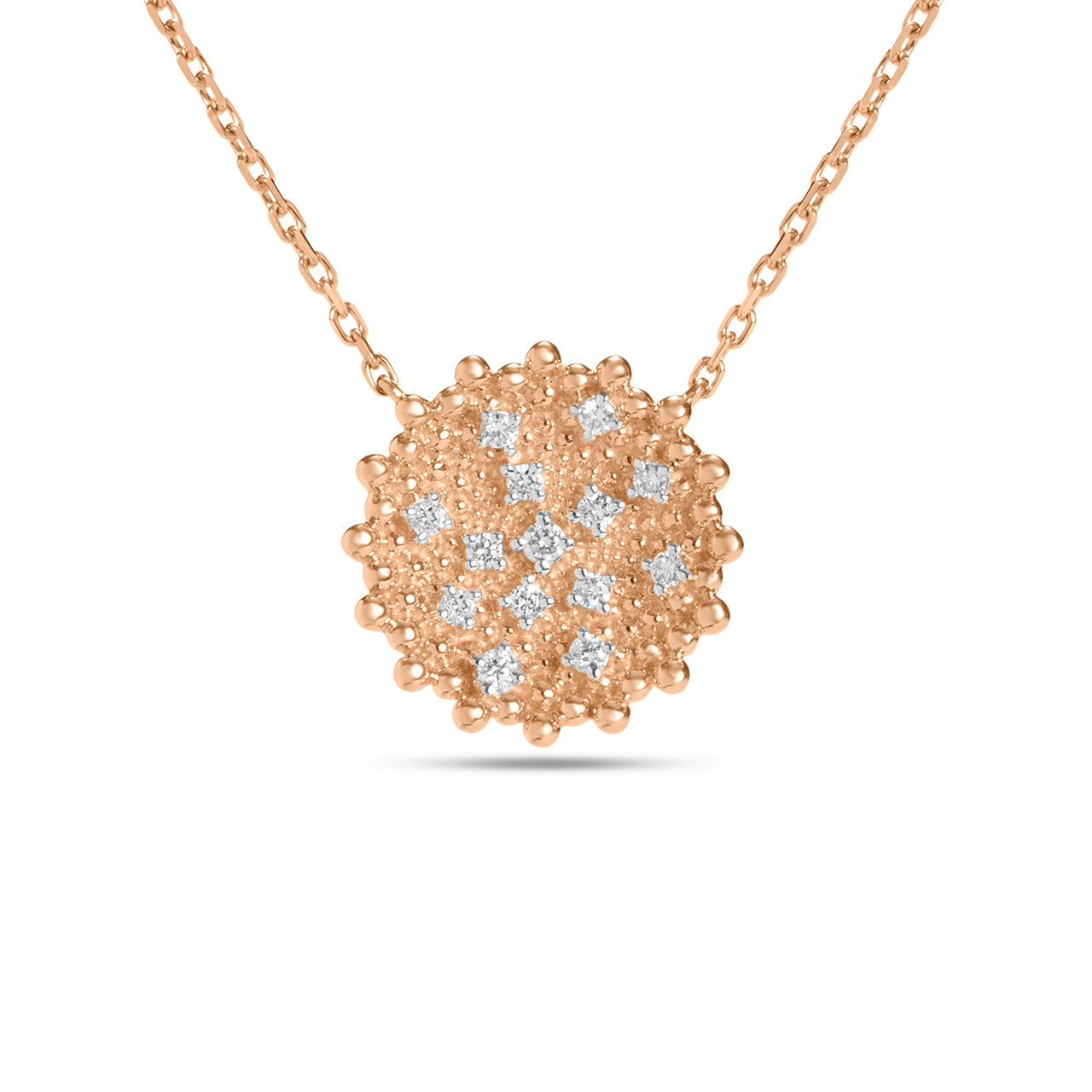 Diamond Bead Disc Necklace
