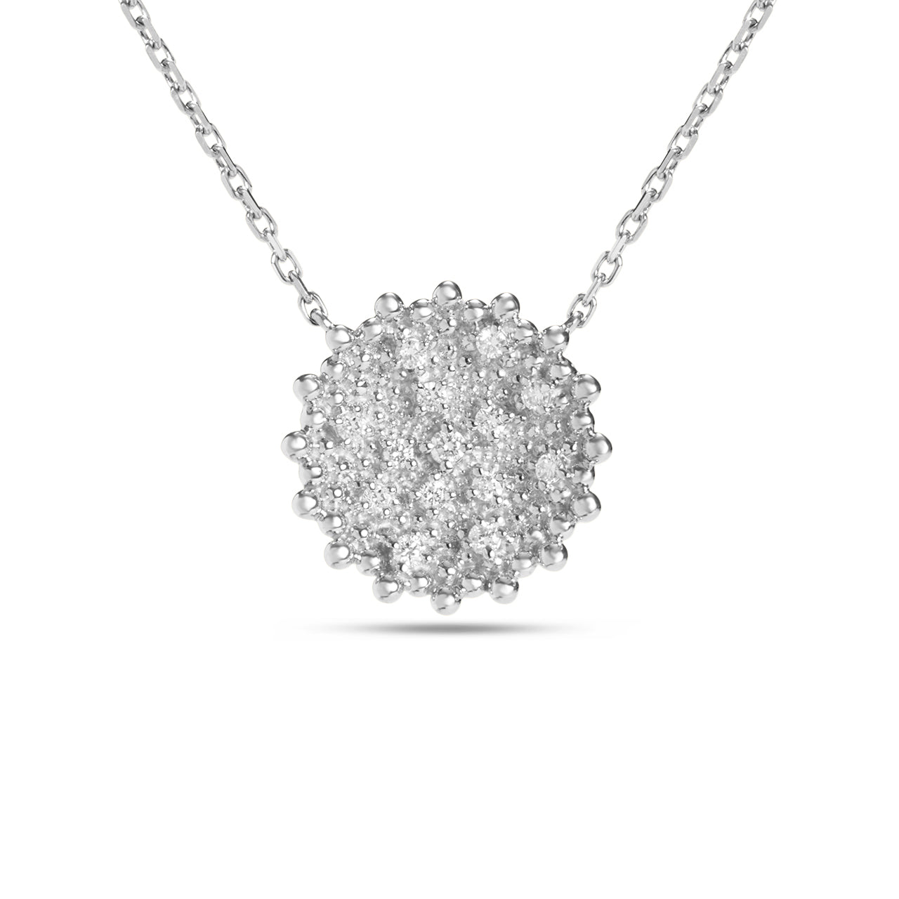 Diamond Bead Disc Necklace