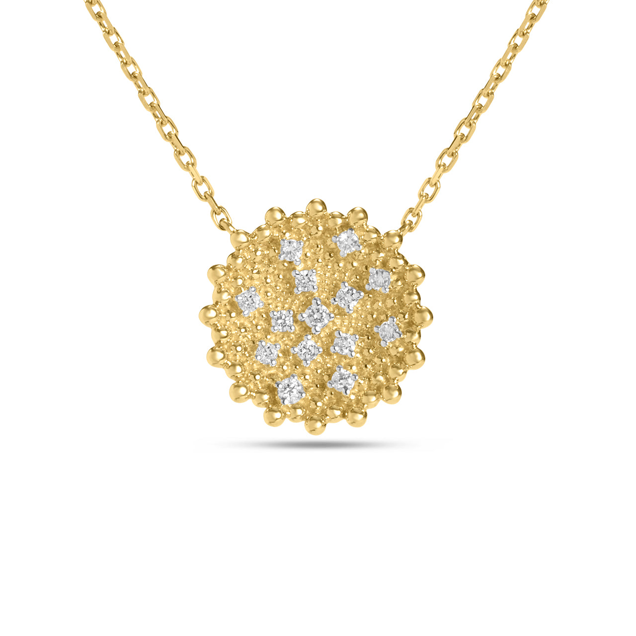 Diamond Bead Disc Necklace