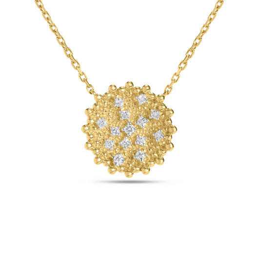 Diamond Bead Disc Necklace