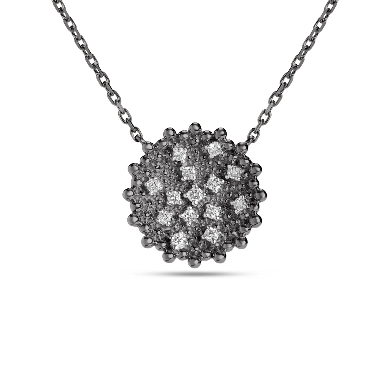 Diamond Bead Disc Necklace
