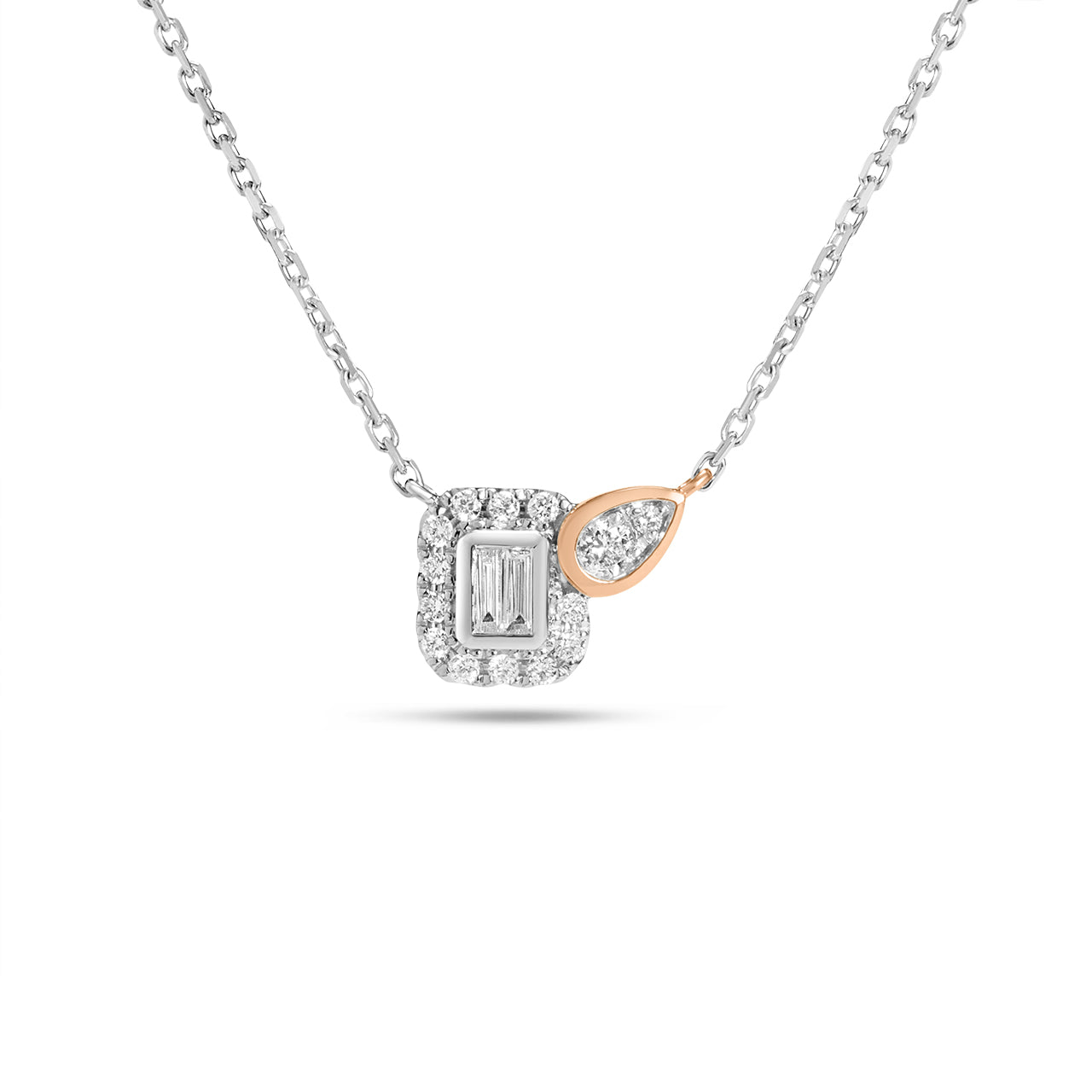 Diamond Baguette & Pear Sidekick Necklace