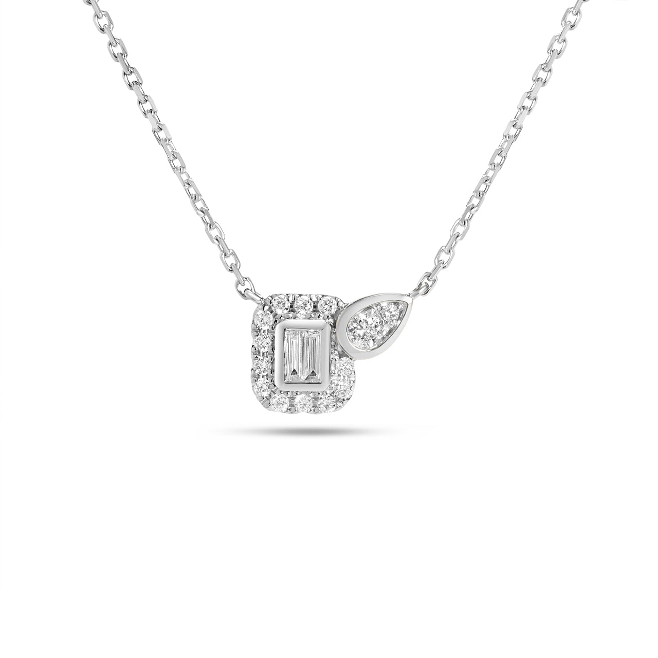 Diamond Baguette & Pear Sidekick Necklace
