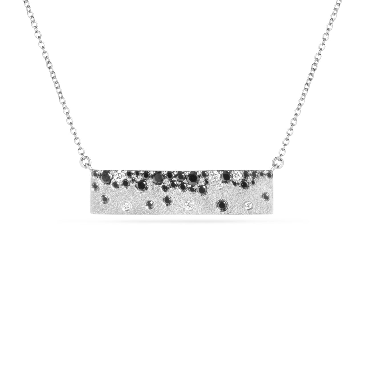 Black & White Diamond Confetti Horizontal Bar Necklace