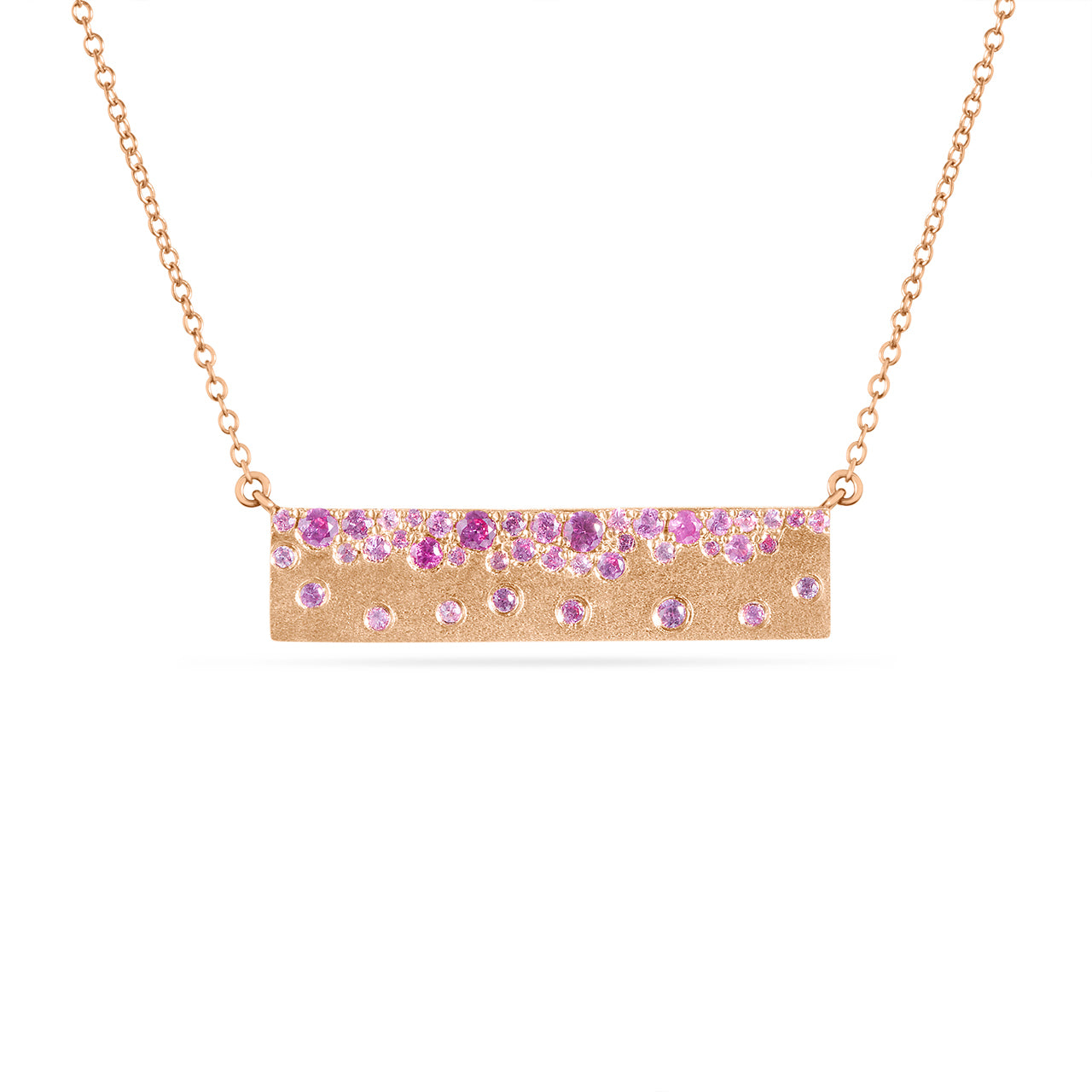 Pink Sapphire & Ruby Confetti Horizontal Bar Necklace
