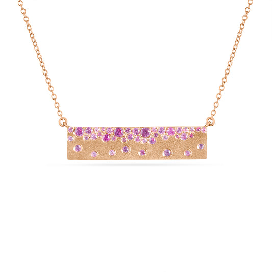 Pink Sapphire & Ruby Confetti Horizontal Bar Necklace