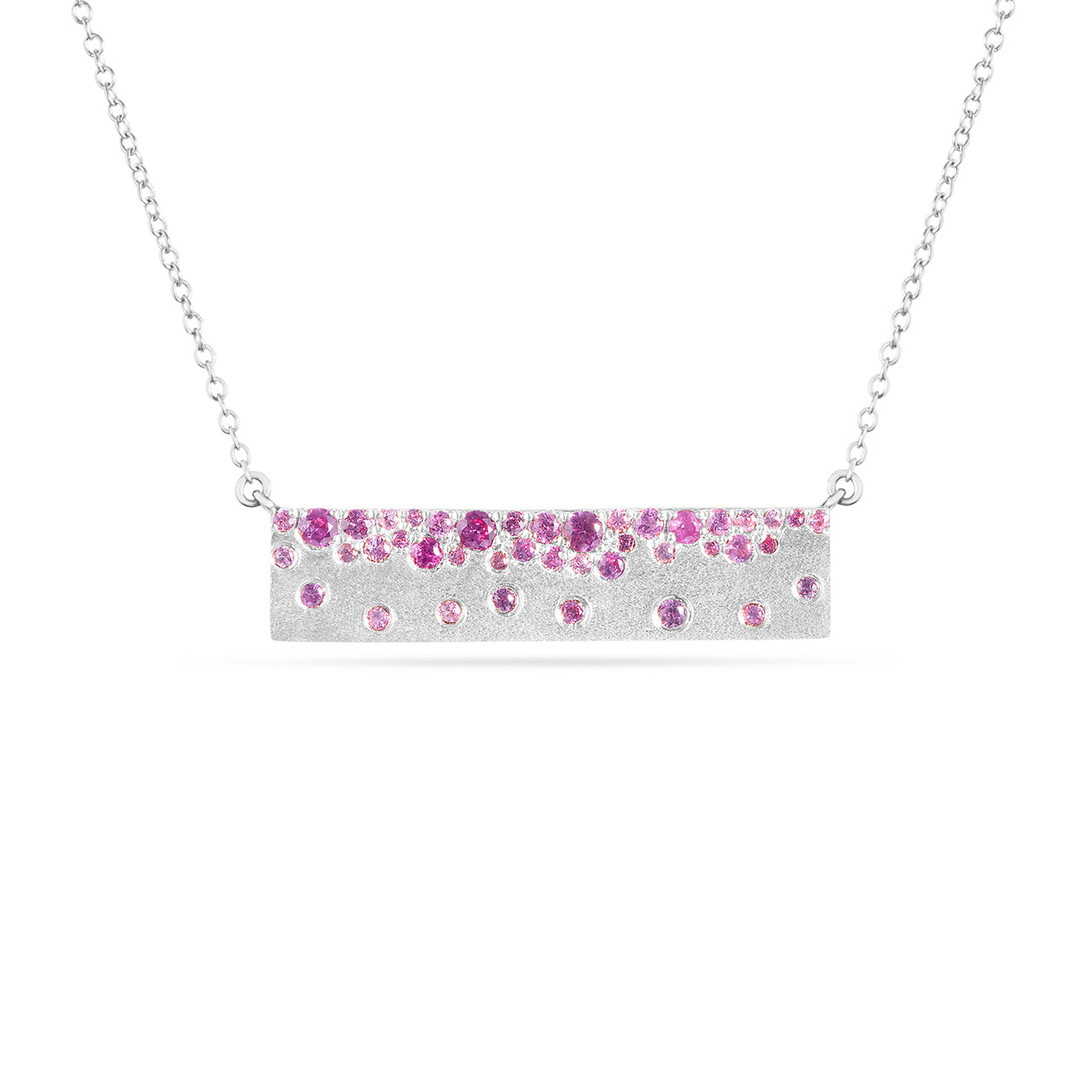 Pink Sapphire & Ruby Confetti Horizontal Bar Necklace