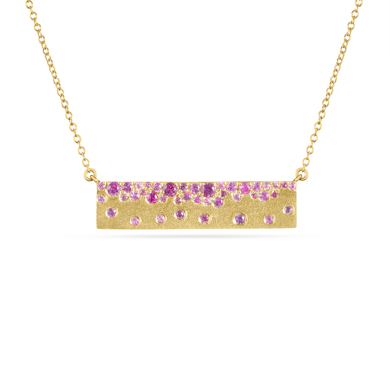 Pink Sapphire & Ruby Confetti Horizontal Bar Necklace