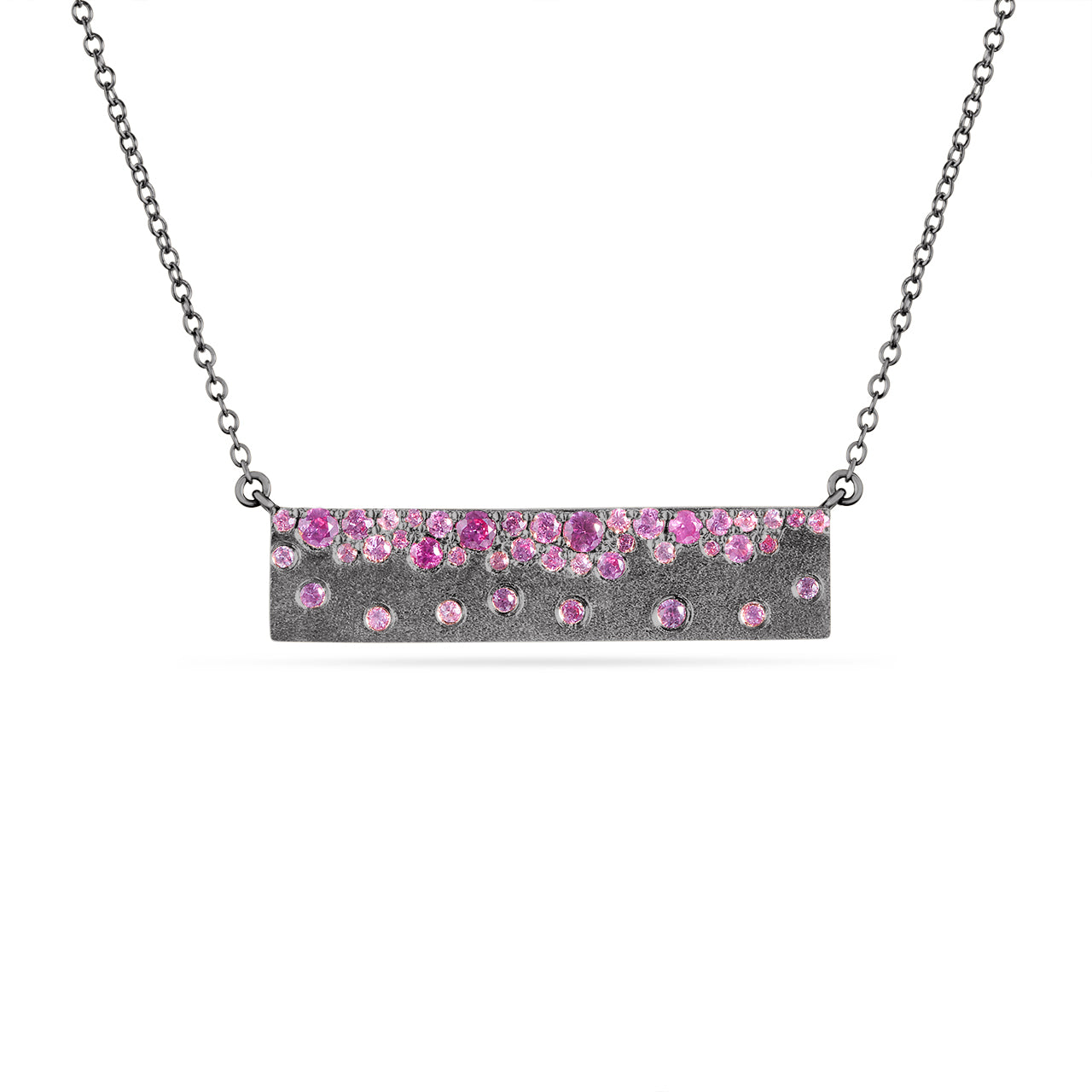 Pink Sapphire & Ruby Confetti Horizontal Bar Necklace