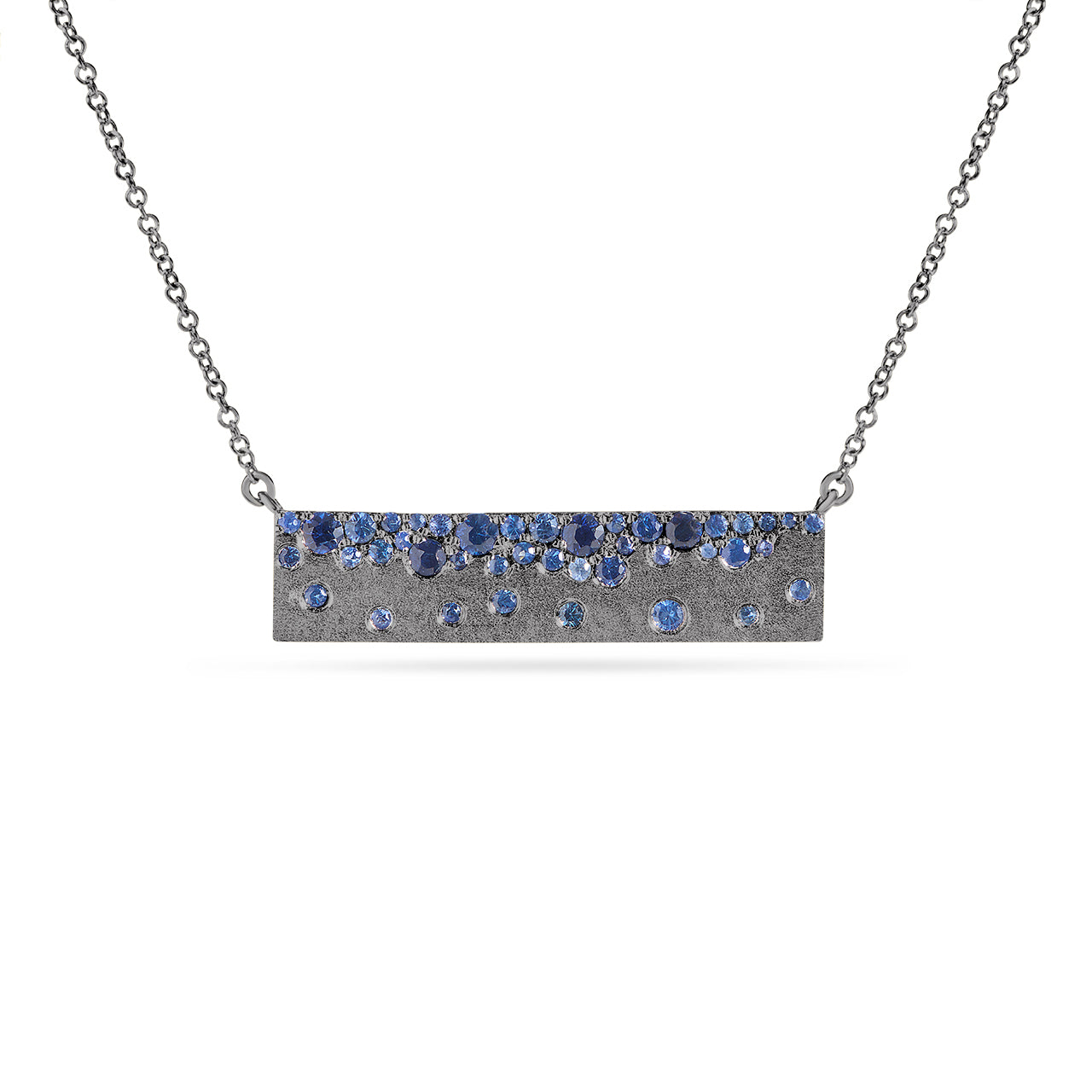 Sapphire Confetti Horizontal Bar Necklace