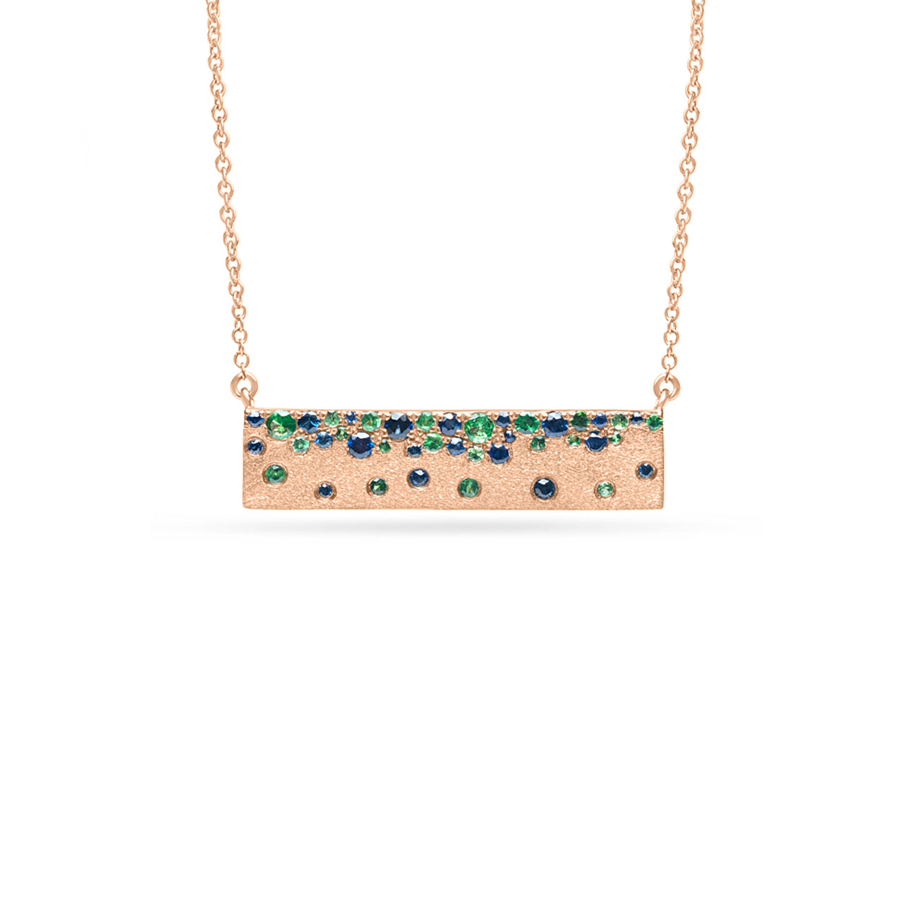 Sapphire & Tsavorite Confetti Horizontal Bar Necklace