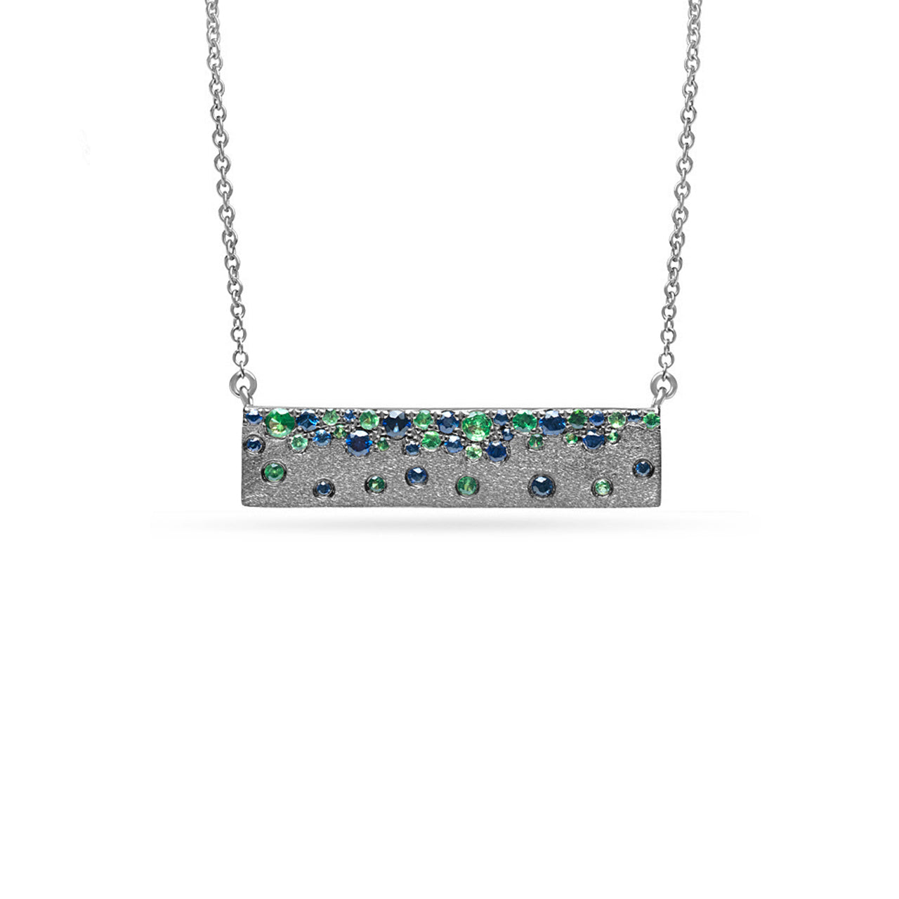 Sapphire & Tsavorite Confetti Horizontal Bar Necklace
