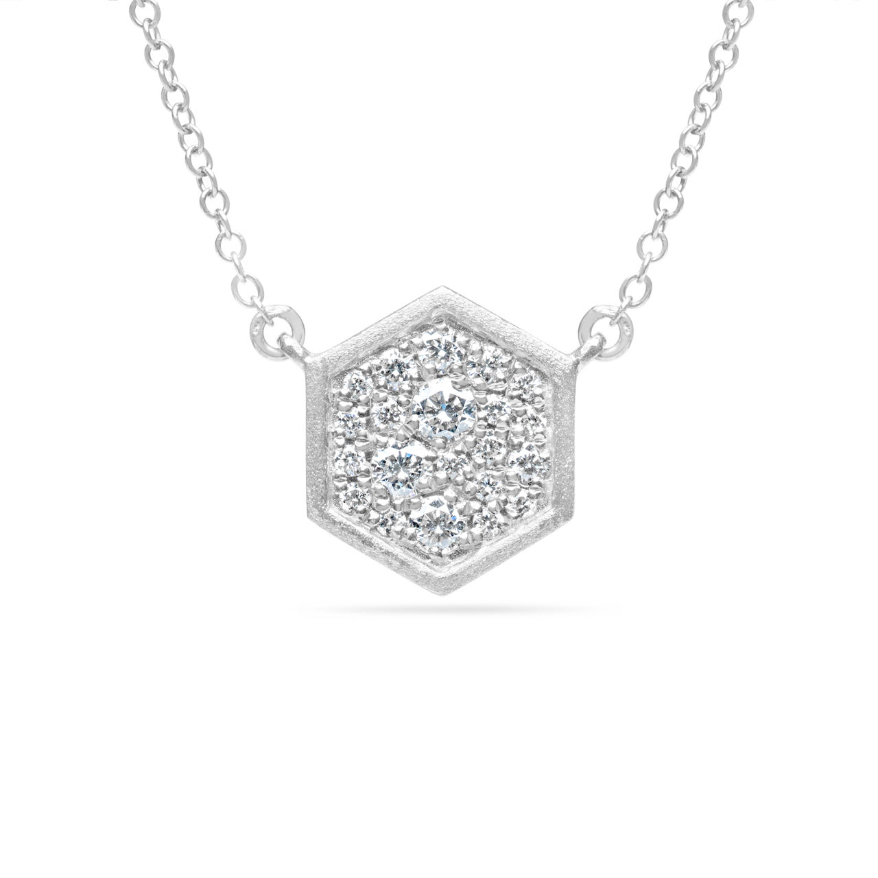Diamond Pave Hexagon Necklace