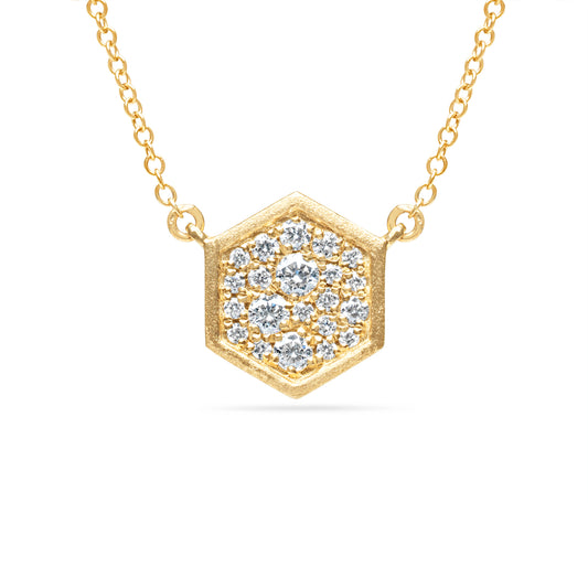 Diamond Pave Hexagon Necklace
