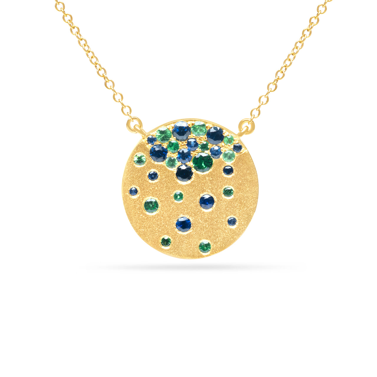 Sapphire & Tsavorite Confetti Signature Disc Necklace
