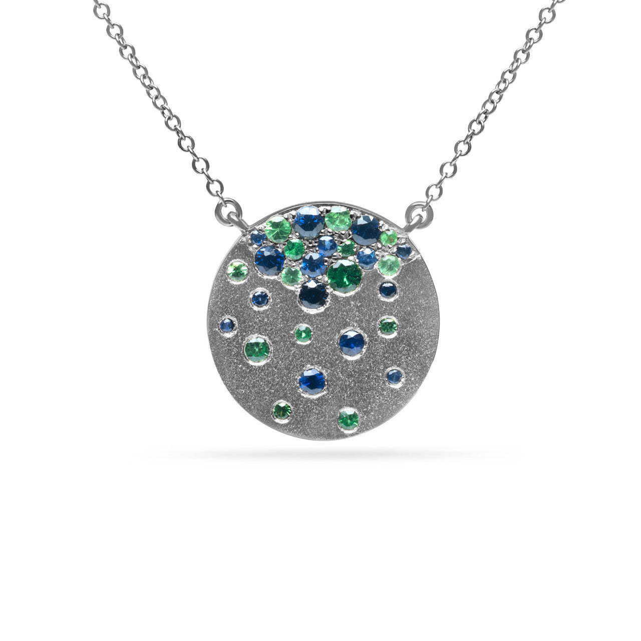 Sapphire & Tsavorite Confetti Signature Disc Necklace