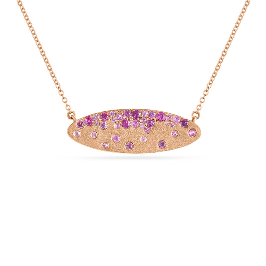 Pink Sapphire & Ruby Confetti Moval Necklace