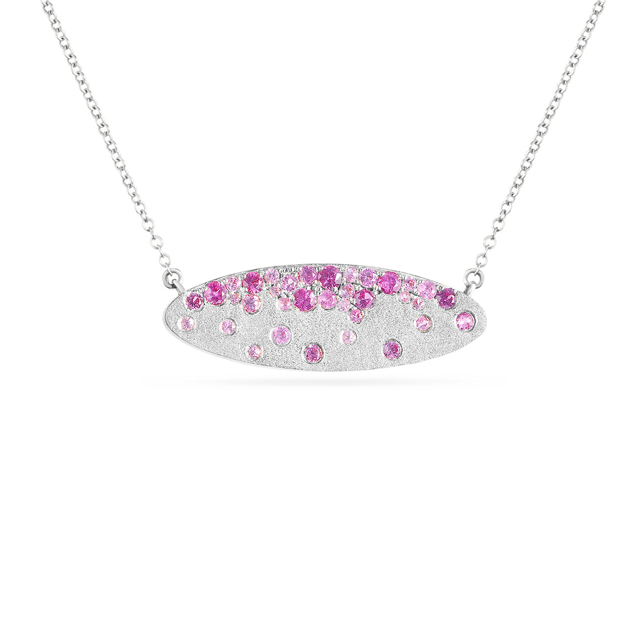 Pink Sapphire & Ruby Confetti Moval Necklace