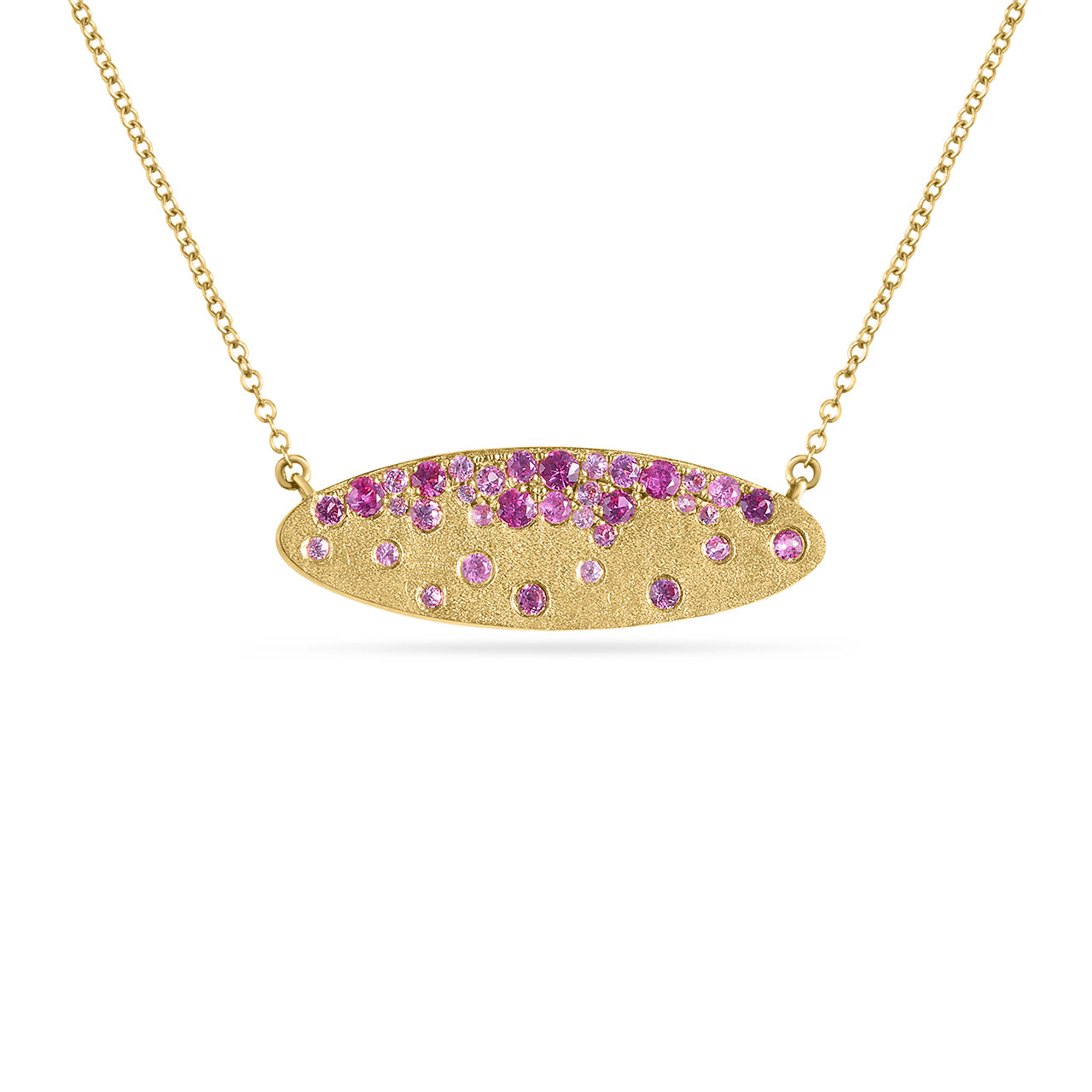Pink Sapphire & Ruby Confetti Moval Necklace