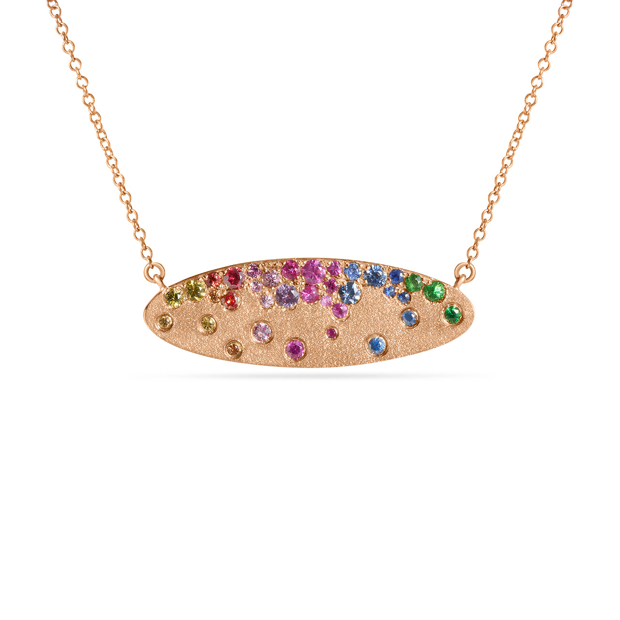 Rainbow Sapphire Confetti Moval Necklace