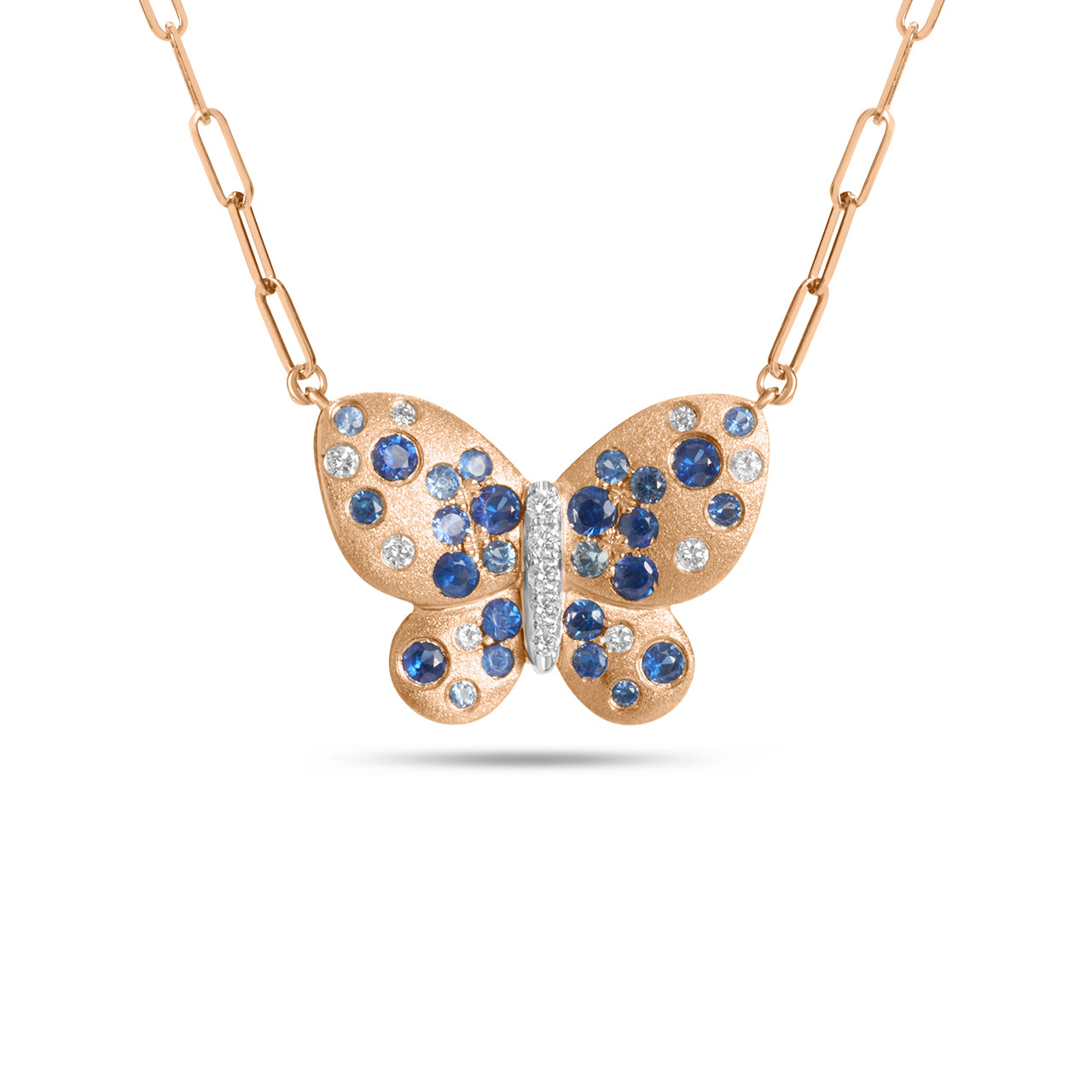Sapphire & Diamond Confetti Butterfly Necklace