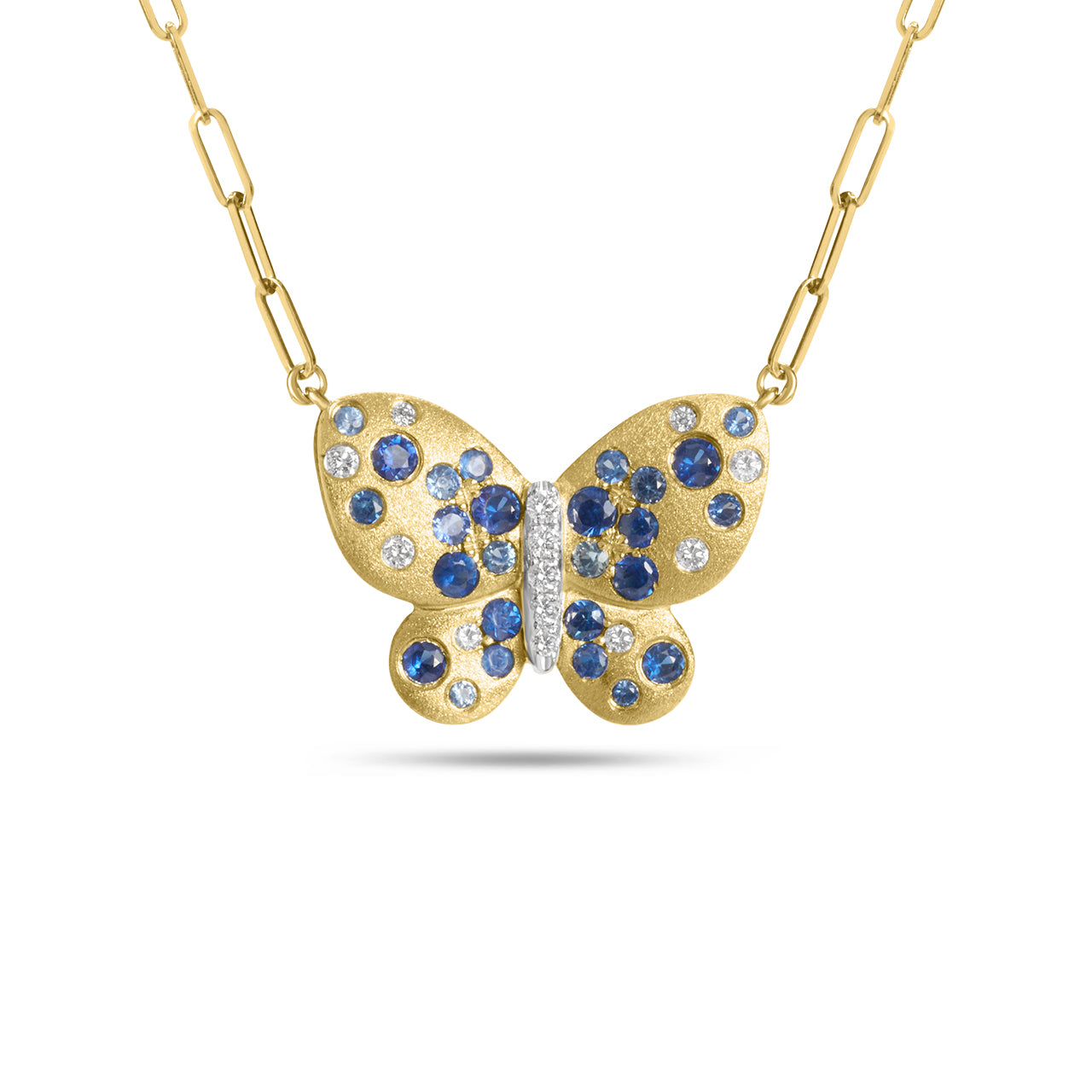 Sapphire & Diamond Confetti Butterfly Necklace