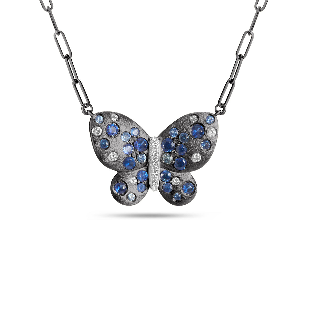 Sapphire & Diamond Confetti Butterfly Necklace
