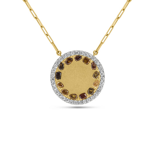 Fancy Diamond Confetti Stack Disc Necklace