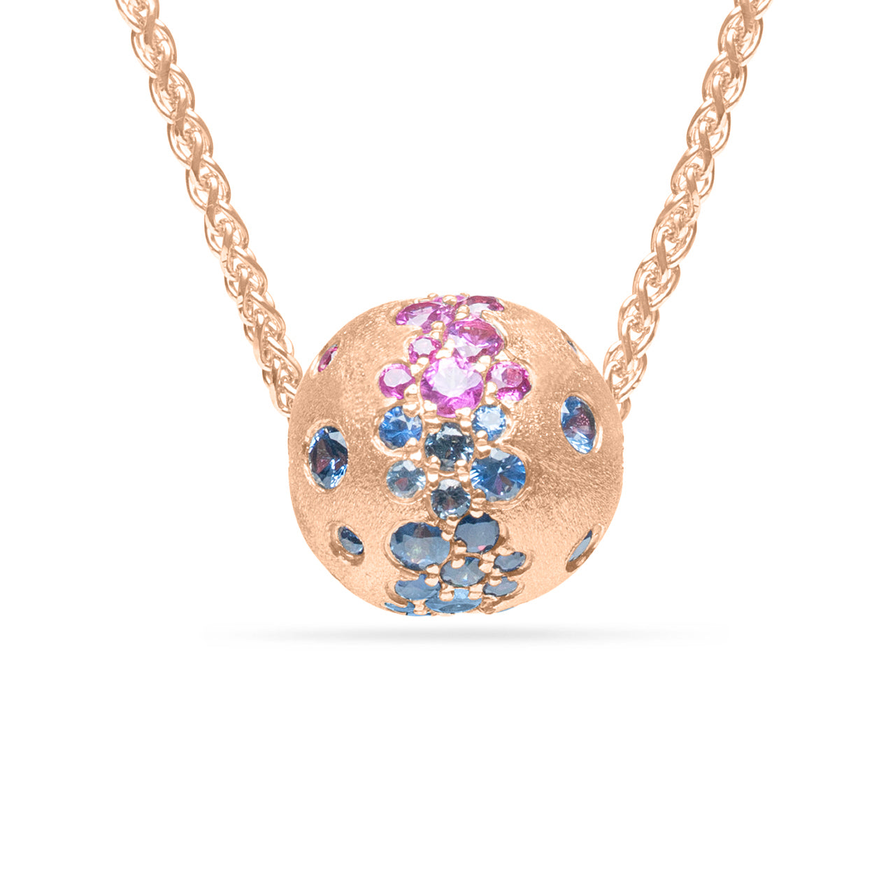 Rainbow Sapphire Confetti Ball Slide Necklace