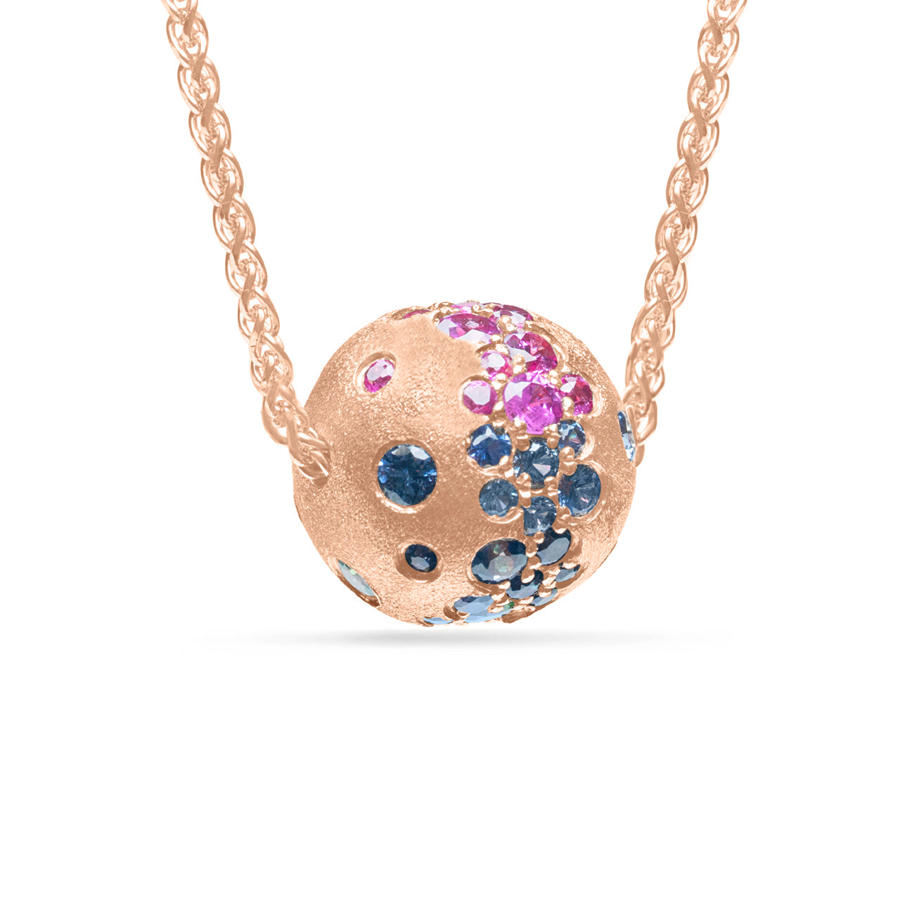 Rainbow Sapphire Confetti Ball Slide Necklace