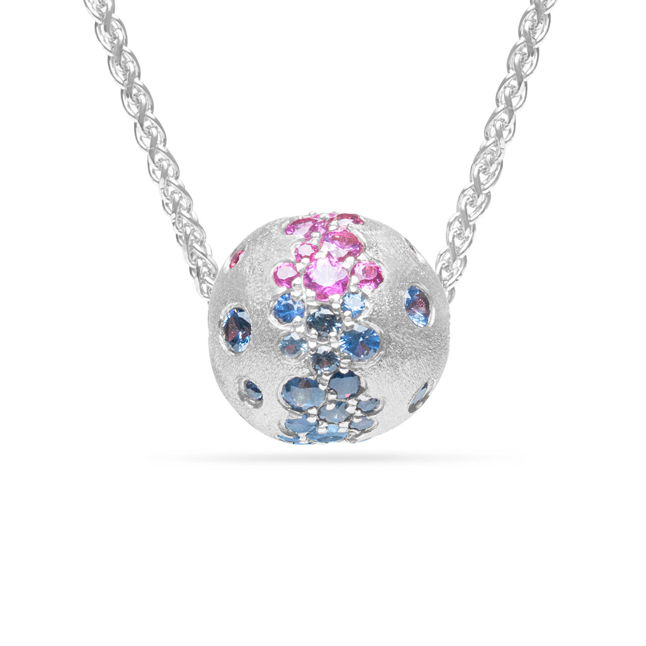 Rainbow Sapphire Confetti Ball Slide Necklace