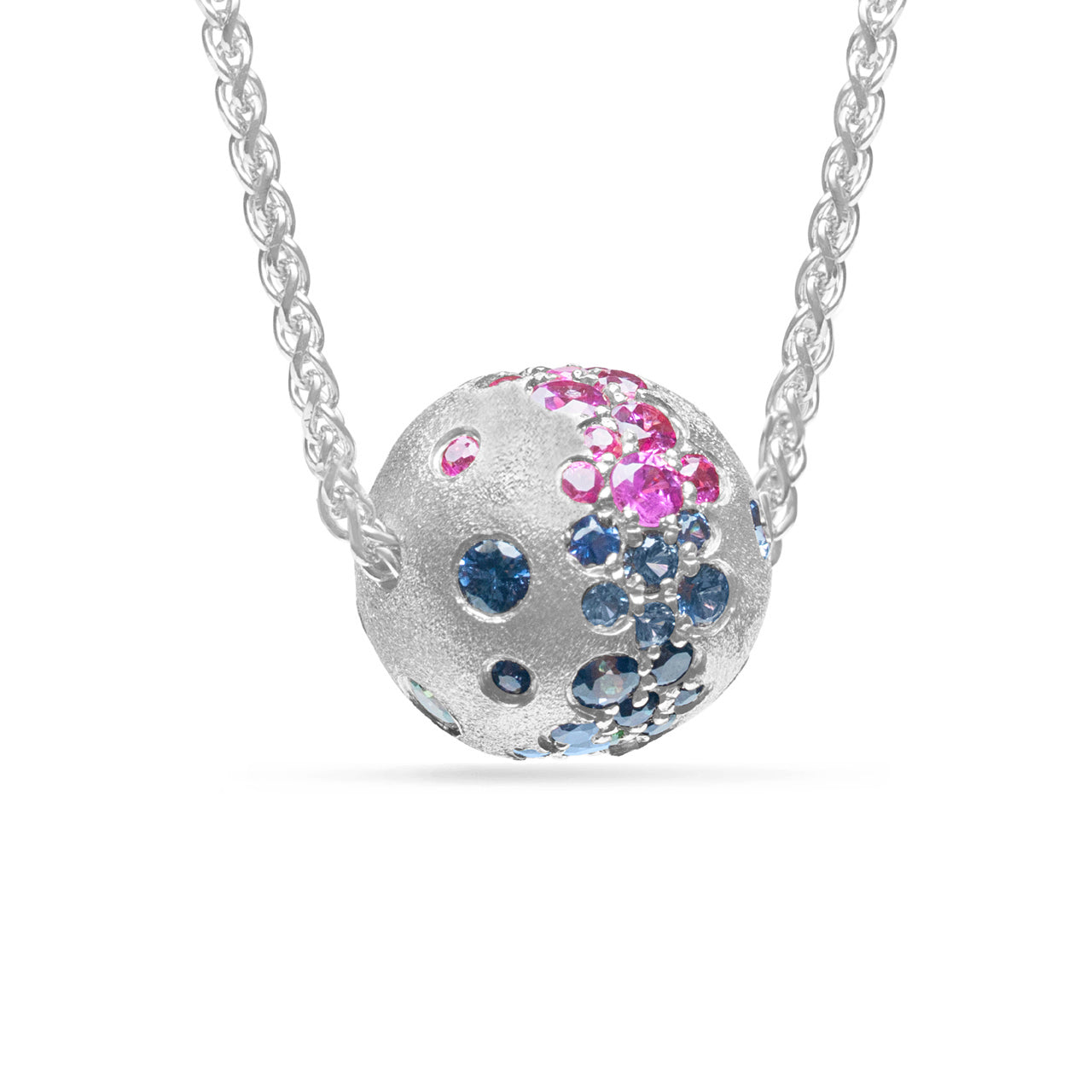 Rainbow Sapphire Confetti Ball Slide Necklace