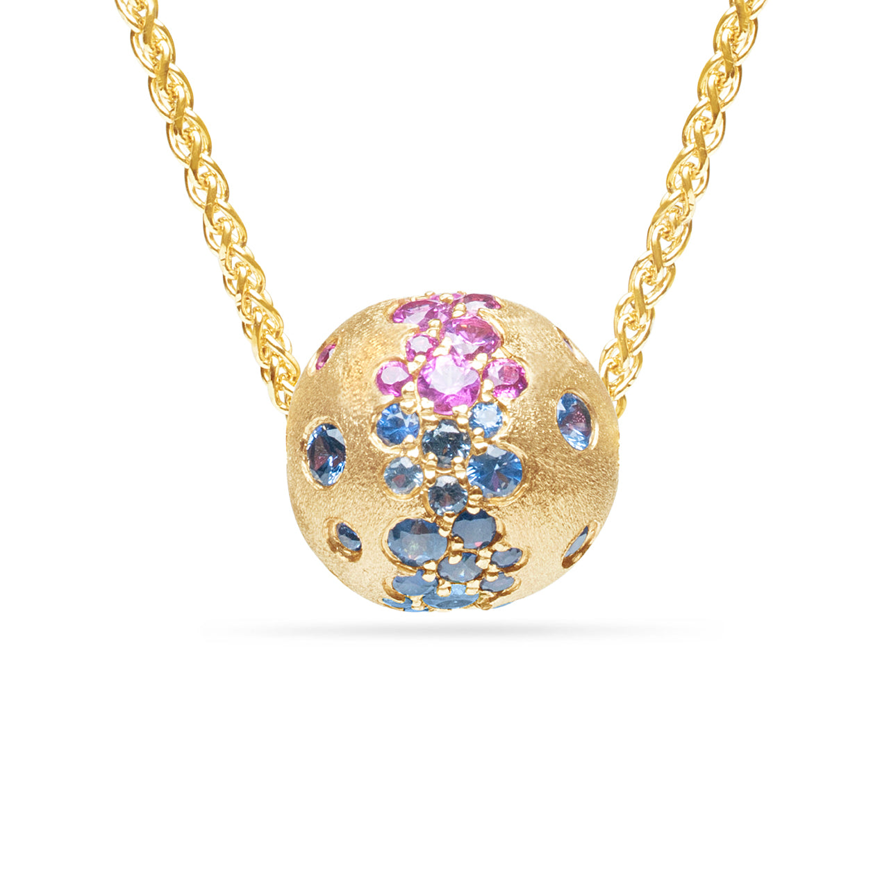Rainbow Sapphire Confetti Ball Slide Necklace