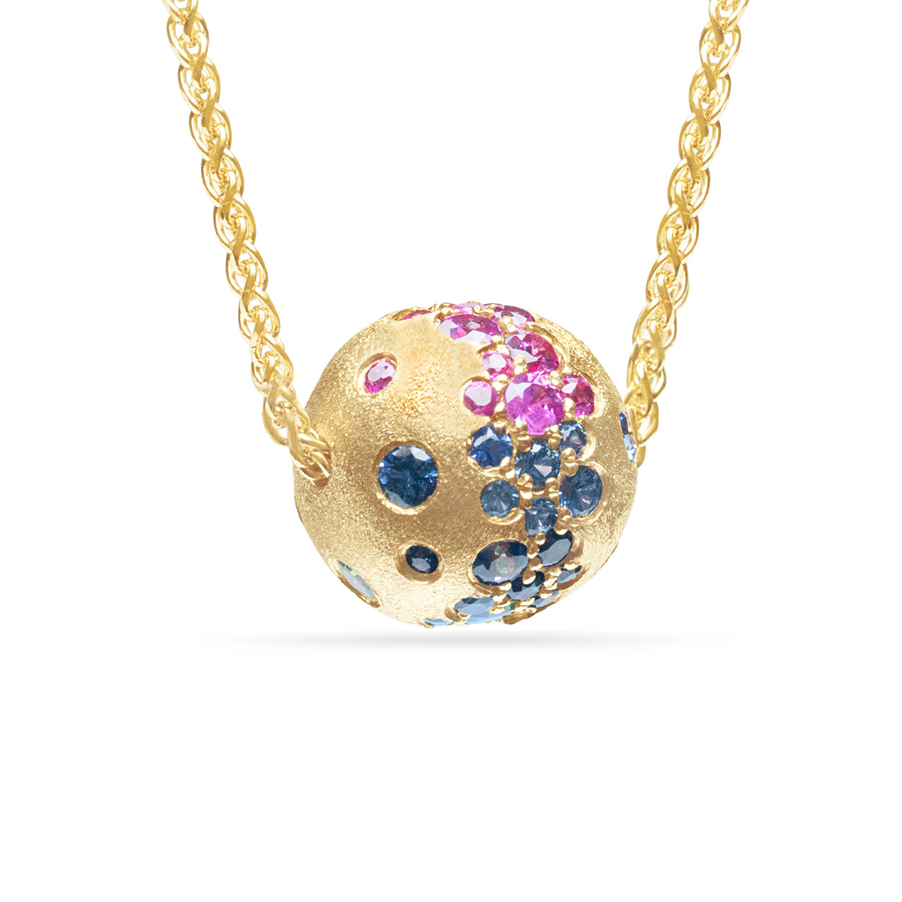 Rainbow Sapphire Confetti Ball Slide Necklace