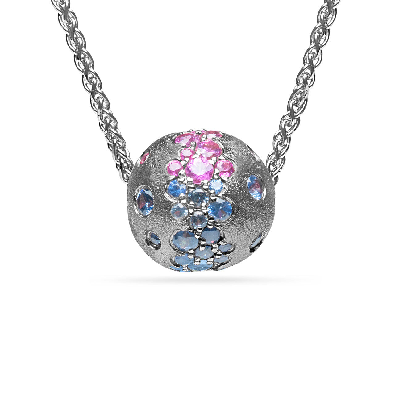Rainbow Sapphire Confetti Ball Slide Necklace