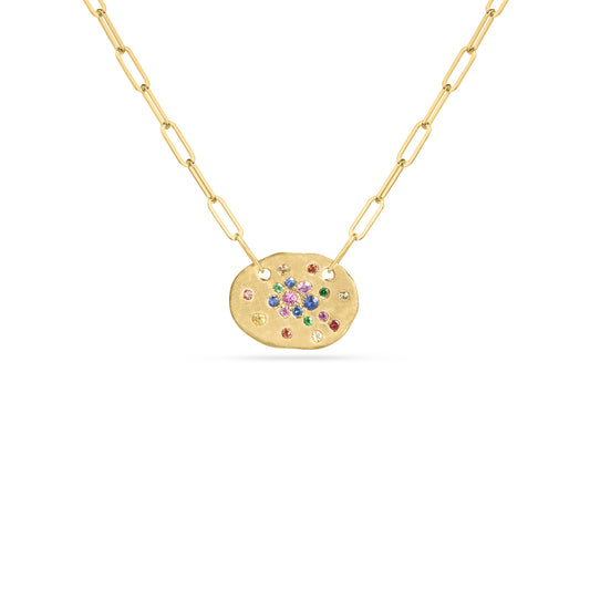 Rainbow Sapphire Confetti Artisan Necklace