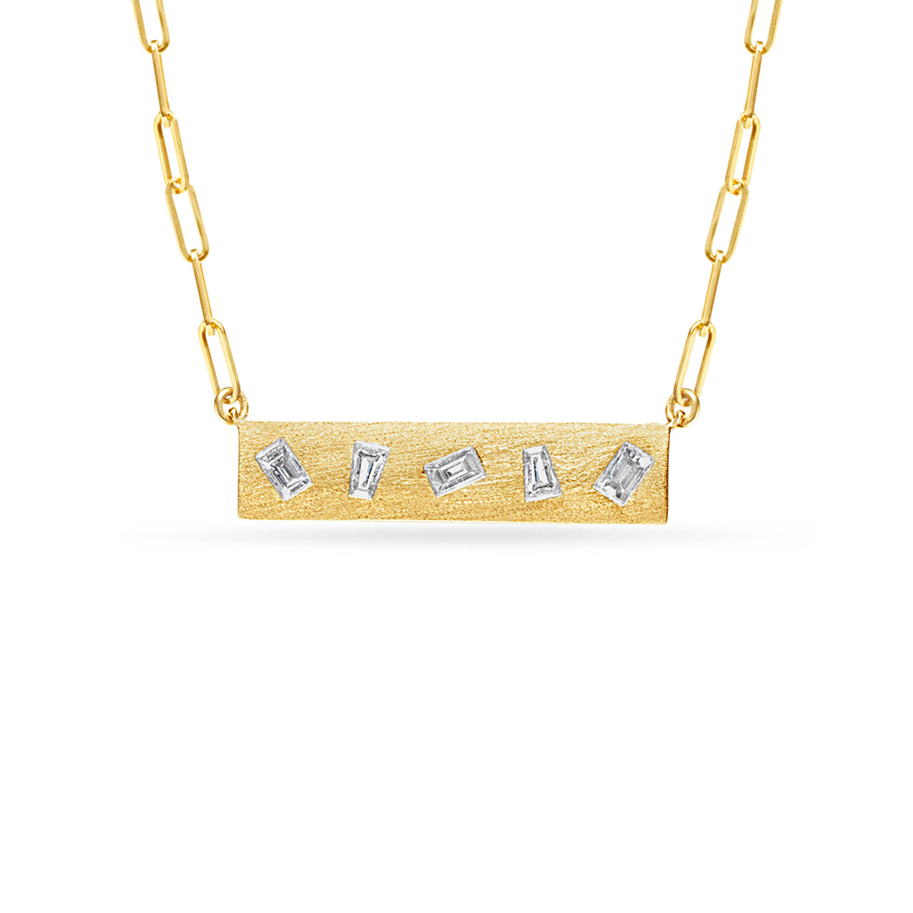 Diamond Baguette Flush Bar Necklace