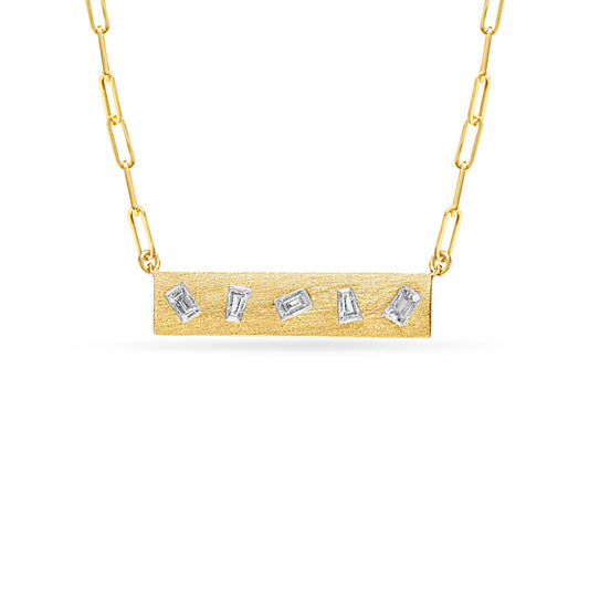 Diamond Baguette Flush Bar Necklace