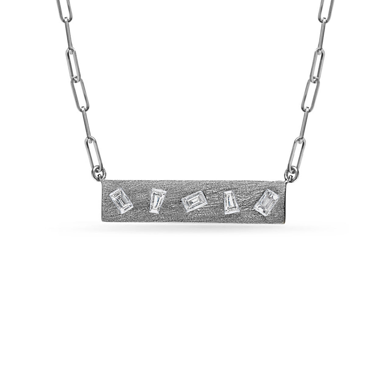Diamond Baguette Flush Bar Necklace