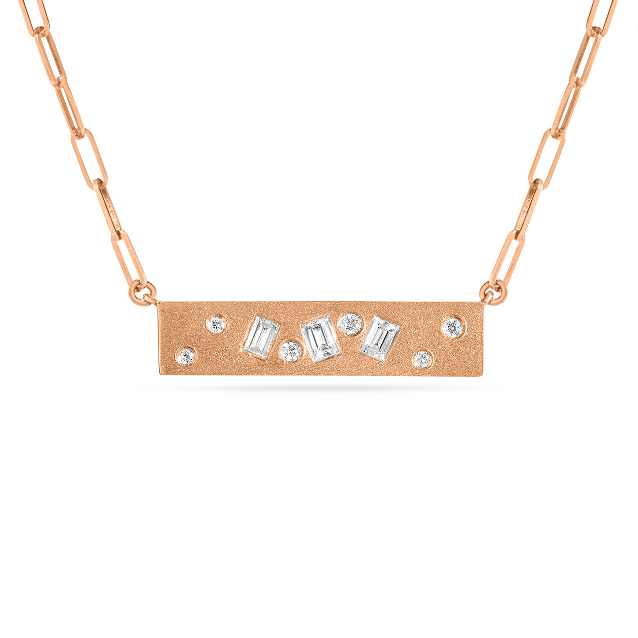 Diamond Baguette & Round Dancing Bar Necklace