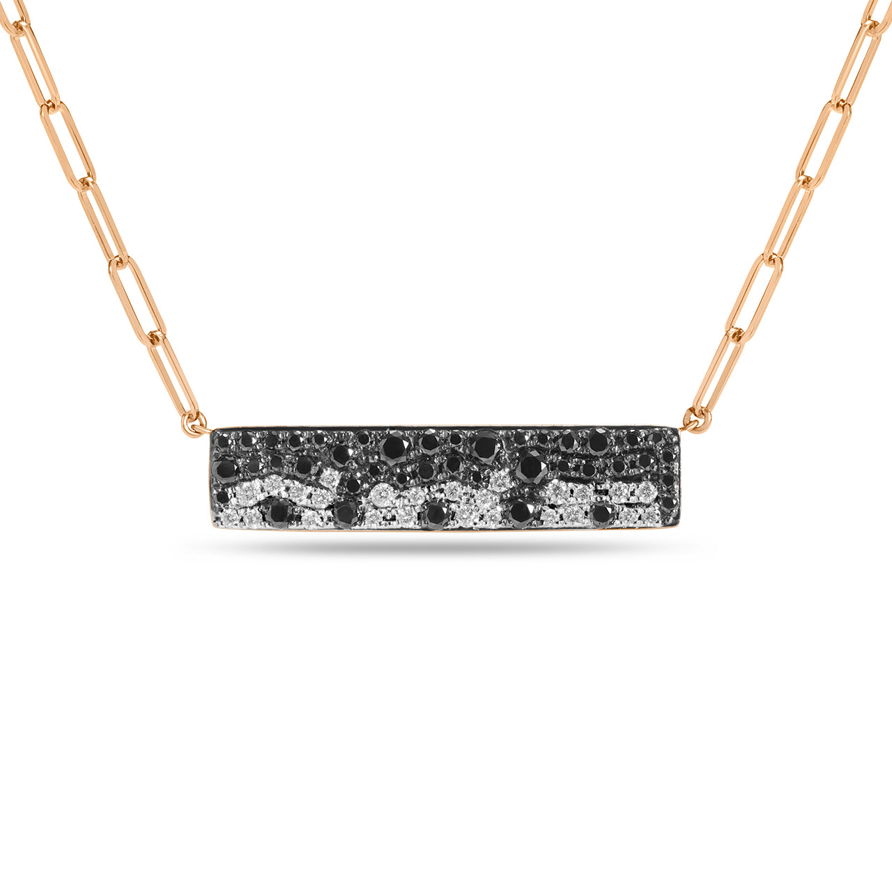 Black & White Diamond Pave Confetti Bar Necklace