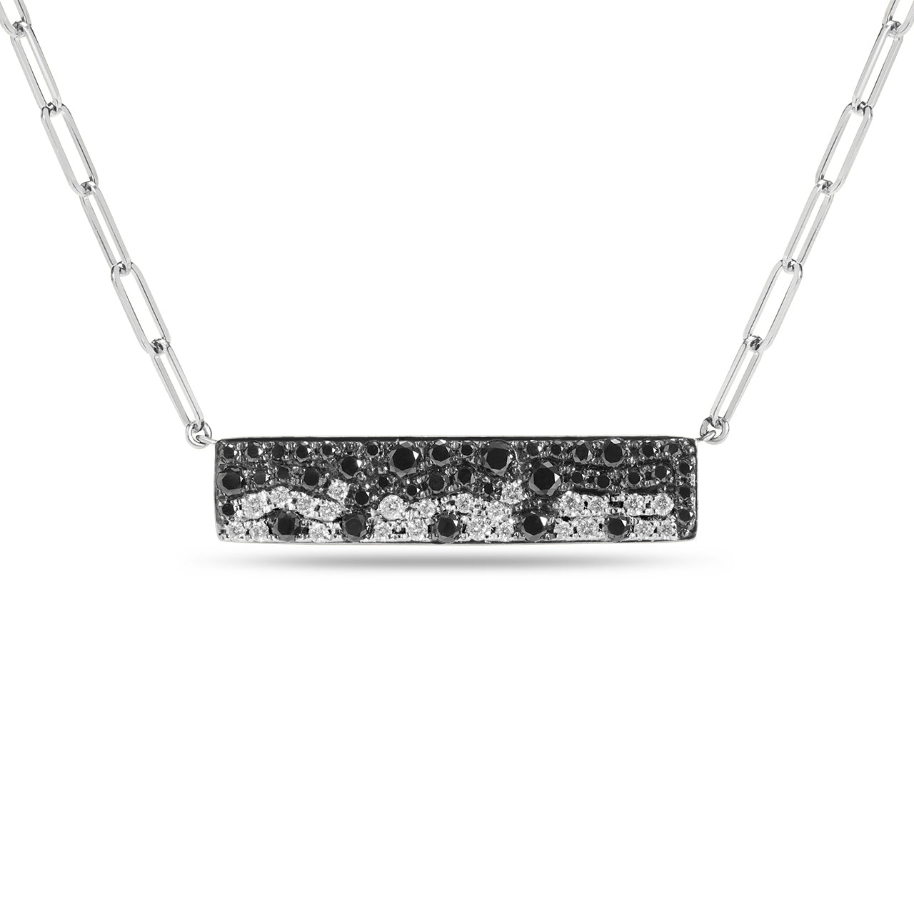 Black & White Diamond Pave Confetti Bar Necklace