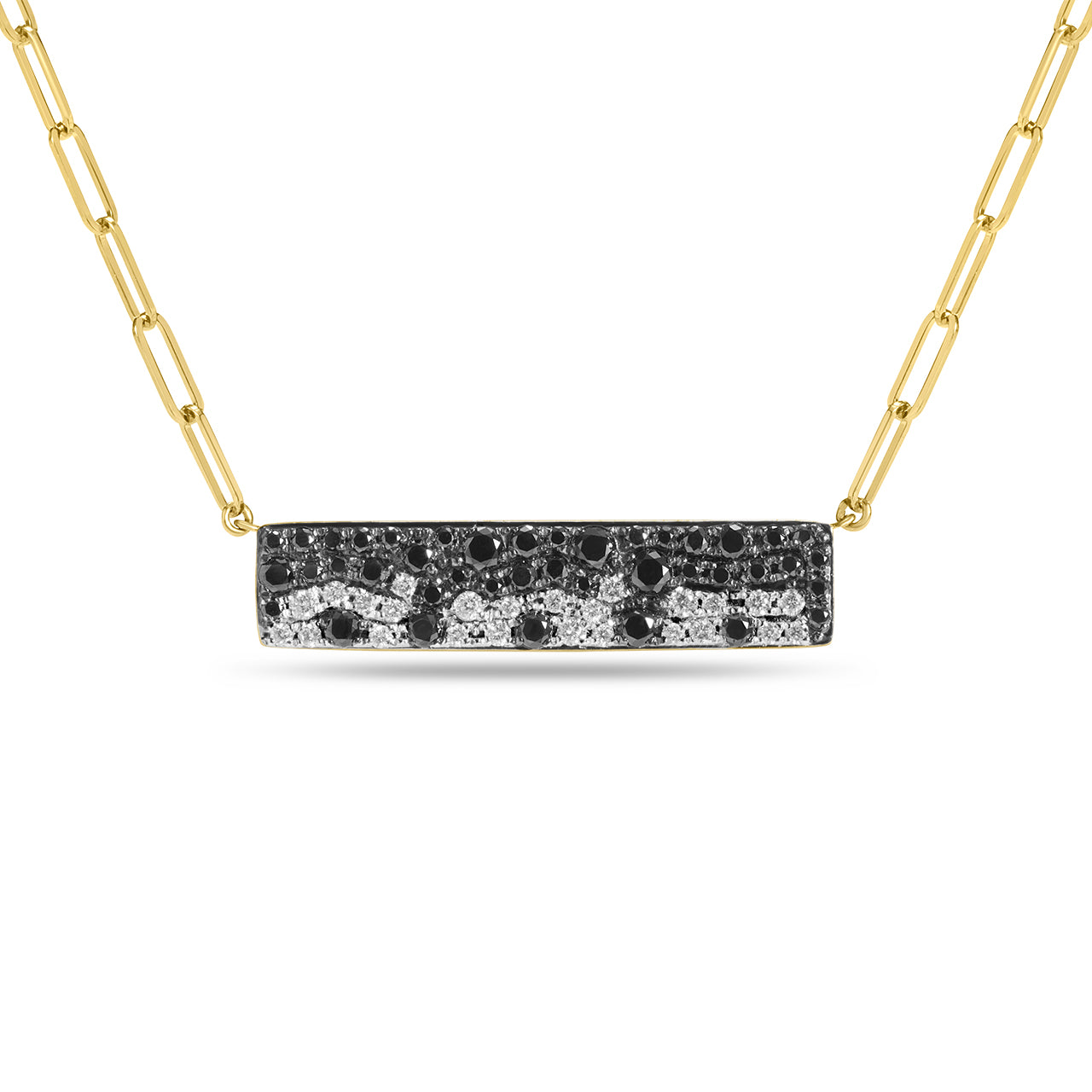 Black & White Diamond Pave Confetti Bar Necklace