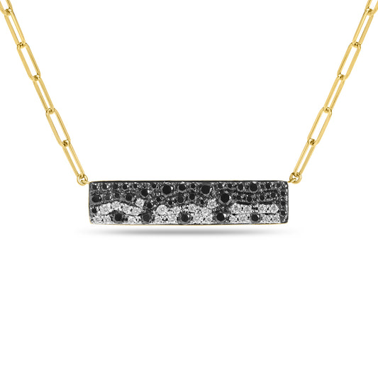 Black & White Diamond Pave Confetti Bar Necklace