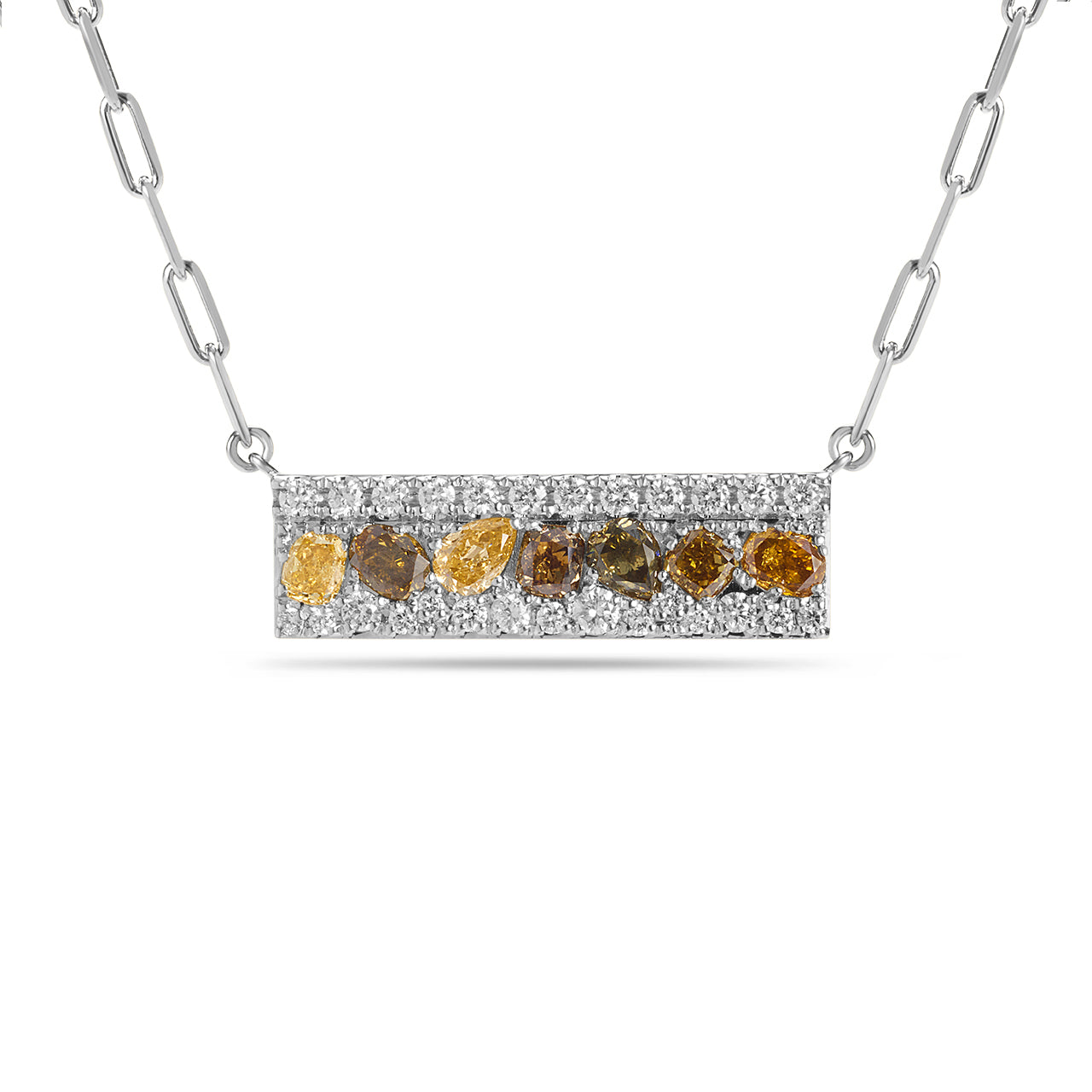 Fancy Diamond Pave Confetti Bar Necklace