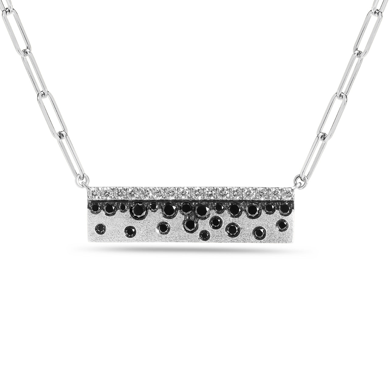 Black & White Diamond Confetti Stack Bar Necklace