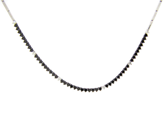 BLACK & WHITE DIAMOND NECKLACE, 18KW (R)