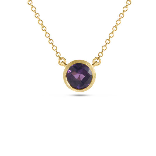 Amethyst Round Bezel Necklace