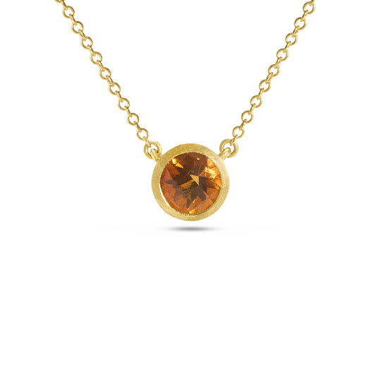 Citrine Round Bezel Necklace