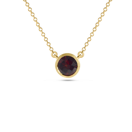 Garnet Round Bezel Necklace